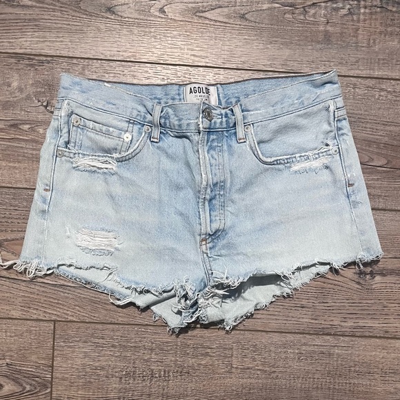 Agolde size 27 Jean shorts grunge preppy fringe - Picture 1 of 2